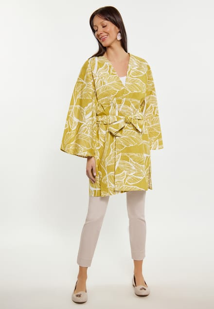 usha Kimono Dames Geel gebroken wit