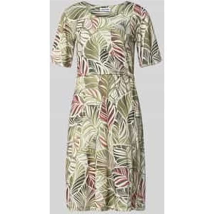 Knie-lange jurk in all-over look met ronde hals