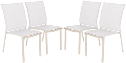 sweeek - Set van 4 stapelbare tuinstoelen van aluminium en textileen 64,5 x 45,5 x 89,5 cm - buffalo