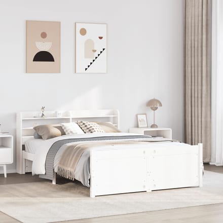 vidaXL - Bedframe - met - hoofdeinde - zonder - matras - 160x200 - cm - wit