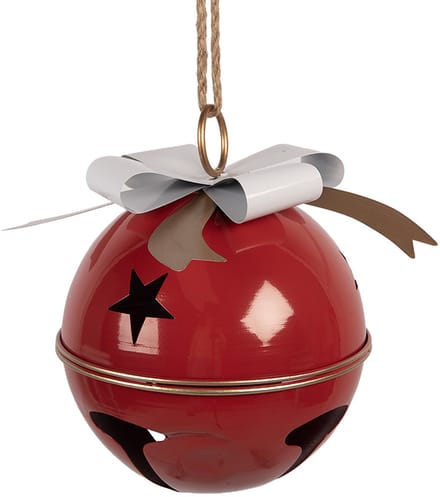 Clayre & Eef Decoratie Bel Ø 25x30 cm Rood Metaal
