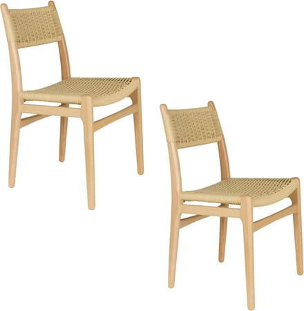Dutchbone Cecile Eetkamerstoelen Hout Naturel - Set van 2