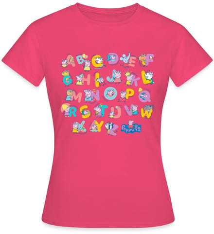 Peppa Pig Ontwerp Alfabet Met Peppa T-Shirt Dames