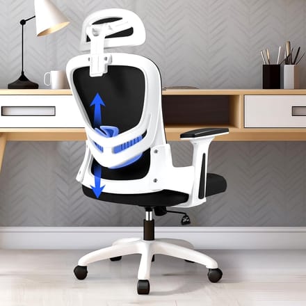 Ergonomische Bureaustoel - Comfortabele Werkstoel - Langdurig Zitten - Verstelbare Lendensteun - XX-Large - Wit