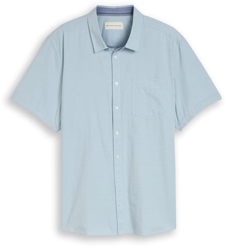 Tom Tailor - Plus Size - Regular Fit katoenen shirt met korte mouwen - Maat 2XL - light blue dot structure