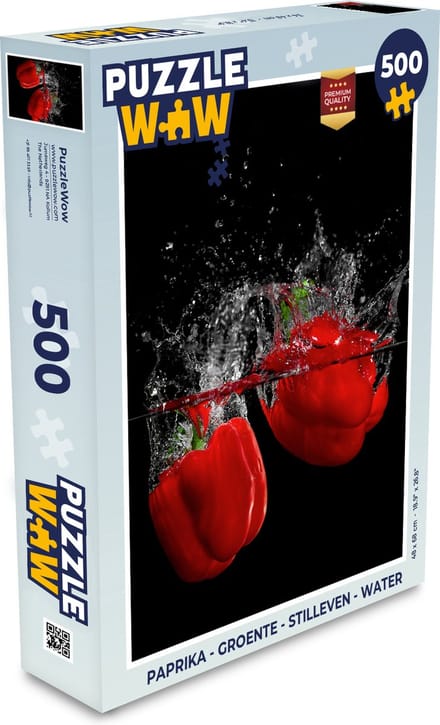 Puzzel Paprika - Groente - Stilleven - Water - Rood - Legpuzzel - Puzzel 500 stukjes