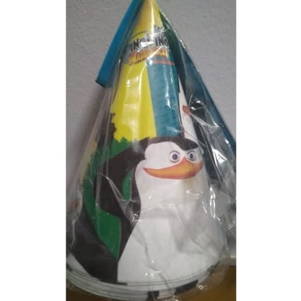 Set van 6 verjaardagshoeden de pinguïns van Madagascar schoon