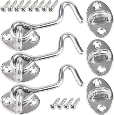 Allecto - Deurhaak en Oogsluiting - Deursloten - 3-pack 75mm - Sterke