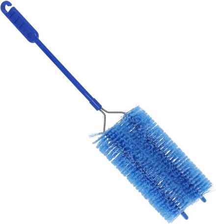Gerimport Radiatorborstel - dubbele borstel - 47 cm - kunststof - blauw - schoonmaakborstel/rager verwarming