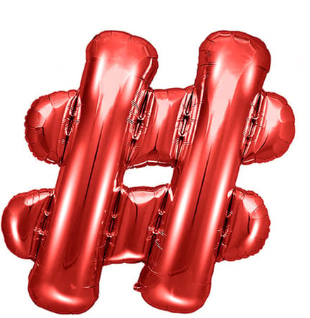 Rode # letterballon 35cm