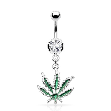 Navelpiercing weed plantje - zilver - LMPiercings