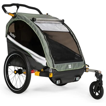 Burley D’Lite X Single Fietskar – Fietskar voor Kinderen – Fietskar 1 Kind – Inklapbaar – Cargo Trailer – Groen Grijs