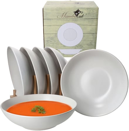 Set van 6 soepborden 20,5cm Wit Biata steengoed