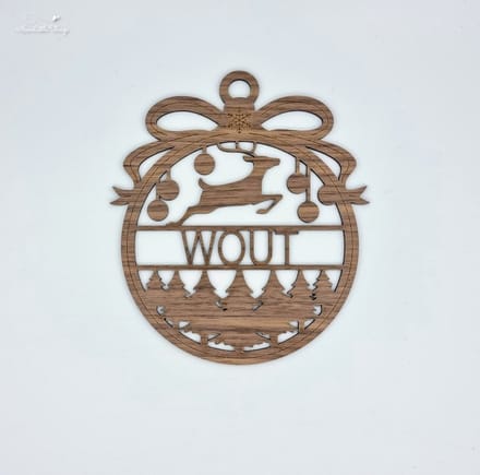 [Nice Little Things] - Maxi Kerst Ornament - Met naam - Walnoot - Rendier