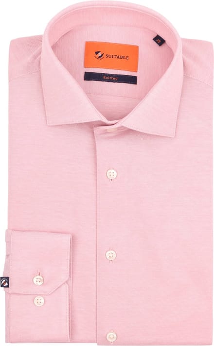 Suitable Overhemd Knitted Pique Roze - Maat 40 - Heren - Casual Shirt