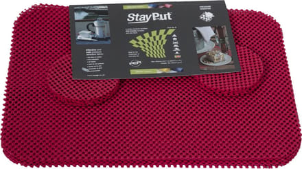 Isagi StayPut 6 stuks rode anti-slip Placemats en Onderzetters