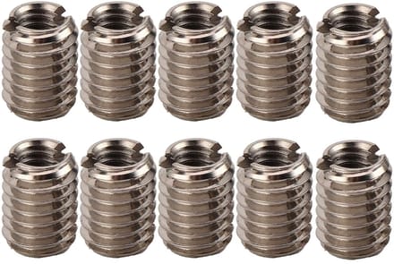Dailygoods- Draadinsert 10 Stuks - RVS - Zelftappende Schroefdraad - Binnendraad M4x0.7 - Buitendraad M6x1.0 - 8mm Lengte - Schroefdraadinsert