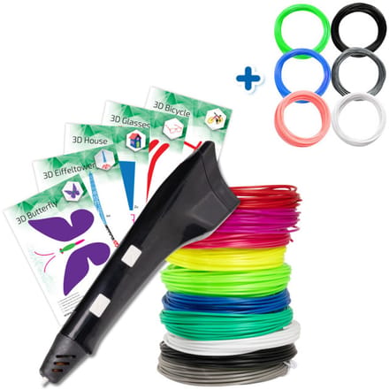 3D-Pen Starterspakket - Zwart - Combideal met Filament Pakket - 6 Kleuren