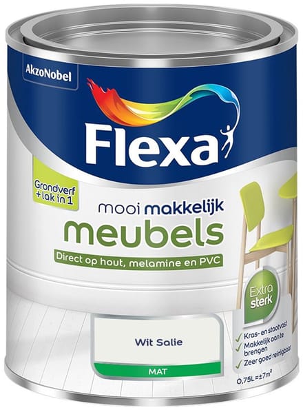 Flexa - Mooi Makkelijk Meubels Mat - Wit Salie - Mengverf - 750 Ml