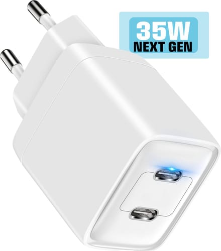 35w Dubbele usb C Adapter 2 usb C Poorten - Dynamische Stroomverdeling - Slimme usb C Oplader - Snellader - PPS Fast Charger