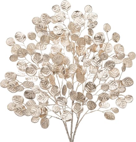 Set van 3 Kunstmatige Eucalyptus Takken 60cm Goud Decoratie voor Thuis en Kerstboom