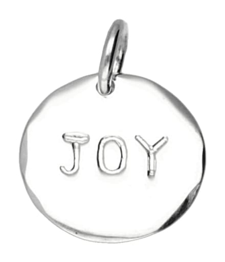 Zilveren tekst JOY rond kettinghanger