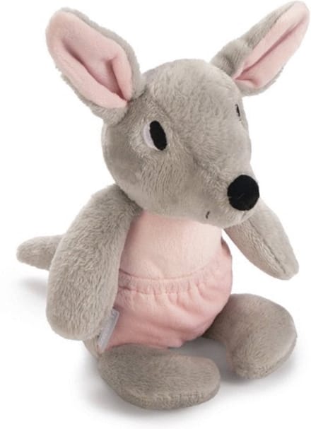 Beeztees Puppy Kangoeroe Ravi - Hondenspeelgoed - Pluch - Grijs/Roze - 31x16x16 cm