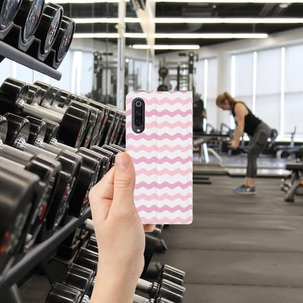 Xiaomi Mi 9 Hoesje met Magneet Waves Roze