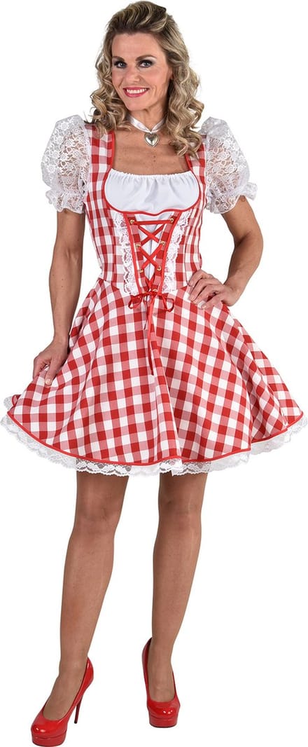 Magic Design Dirndl Rosie Dames Polyester Rood/wit Maat L