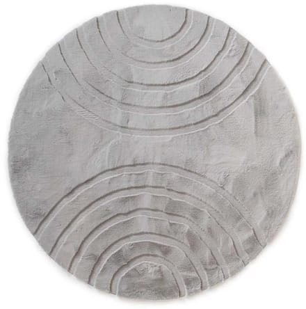 Fluffy vloerkleed rond - Carvy lichtgrijs 80