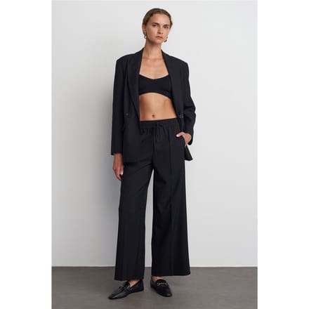 Wijde stoffen broek met trekkoord in de taille