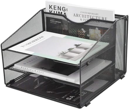 Bureau Organizer met 3 Papieren Laden en 1 Verticale Compartiment - Zwart
