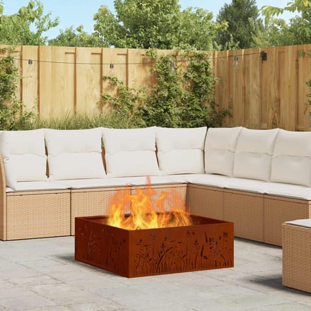 vidaXL - Vuurkom - Roestig - 80 - x - 80 - x - 30 - cm - weervast - staal