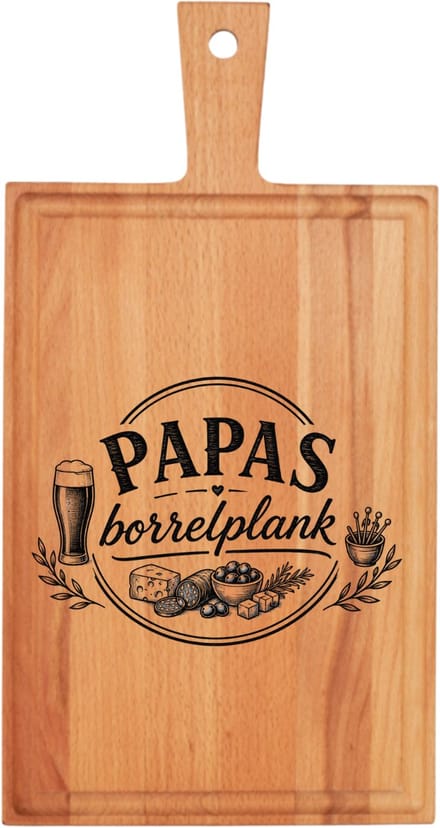 Papa's Borrelplank | 38 x 20 cm | Beukenhout | JM Woods | Bierplank | Hapjesplank | Feestje | Vaderdag