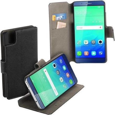 HC zwart bookcase voor de Huawei ShotX wallet case hoesje