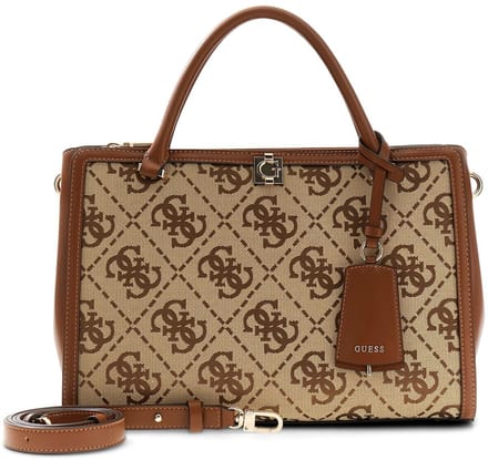 GUESS schoudertas handtas Audrey Logo Girlfriend Satchel Latte Logo bruine