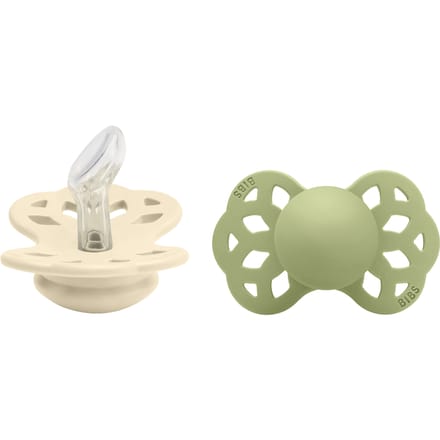 BIBS Infinity 2 Pack Siliconen Anatomical Size 1 Ivoor/Salie 2 st