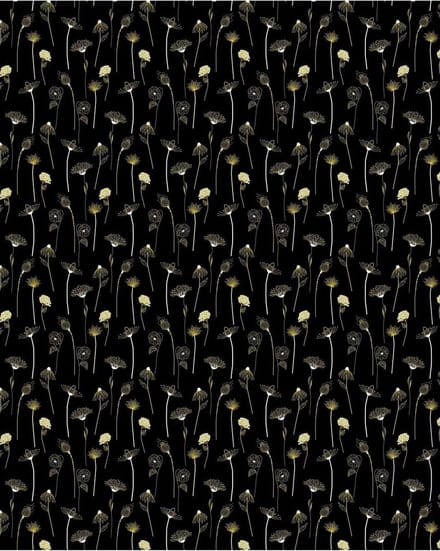 Texture Decopatch papier zwart met goudkleurige bloemen hotfoil
