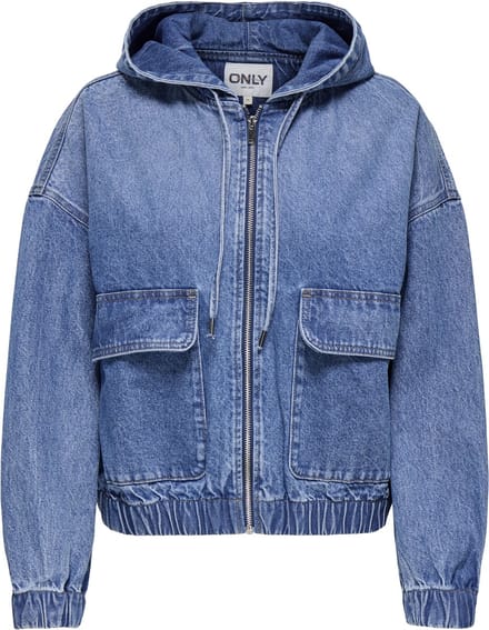 Dames denim jas met capuchon en rits Only Kennedy