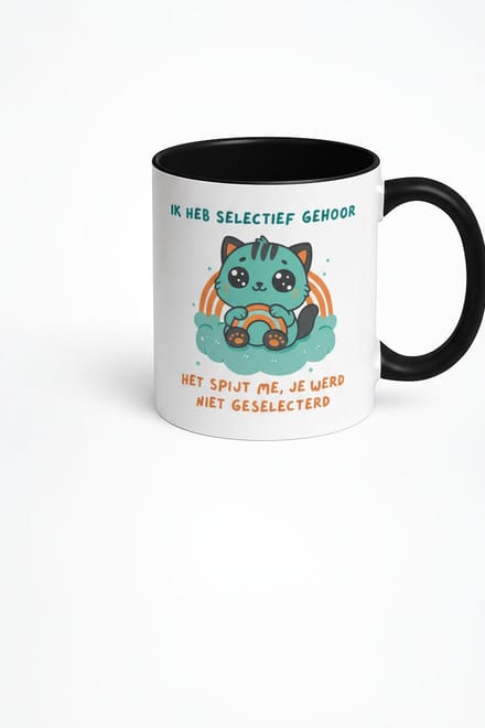 Selectief Gehoor Mok - Grappige Katten Mok voor Koffie en Thee