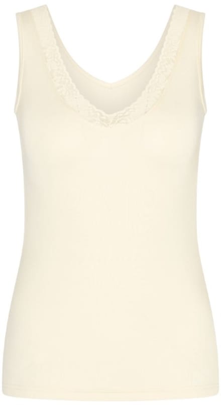 RJ Pure Color Bayonne Dames Singlet Lace Ivoor M