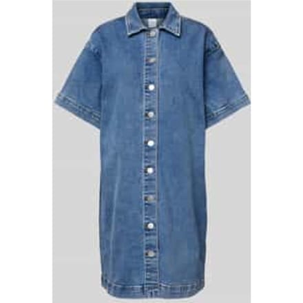 Knielange jeansjurk met doorknoopsluiting, model 'ELSA'