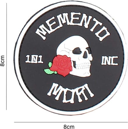 Embleem 3D PVC Memento mori rond zwart
