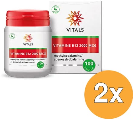 2x Vitals Vitamine B12 2000 mcg (100 zuigtabletten)