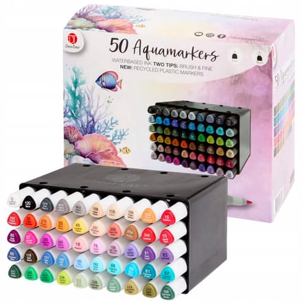 DecoTime Aquarel Markers - Dubbele Stiften, 50 Kleuren