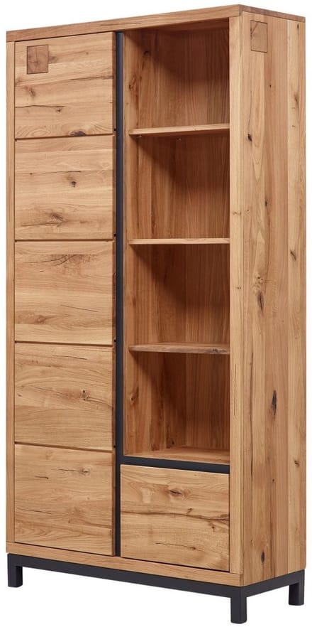 MASSIVMOEBEL24.DE wilde eik boekenkast blank massief hout 100x40x200 cm (BxTxH) geolied gemonteerd VILLANDERS volledig massief #139