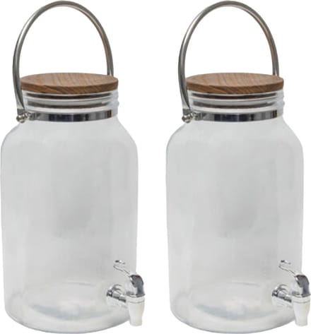 Svenska living Limonade/drankdispenser - 2x - 6L - glas - 18 x 21 x 31 cm