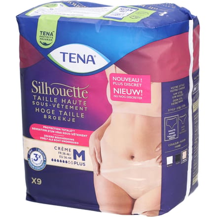 Tena Silhouette Plus Creme - Hoge taille Medium - 1 pak van 9 stuks