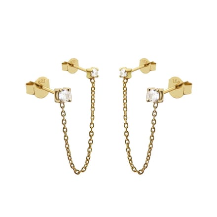 Karma Oorknoppen zirkonias chain Goud