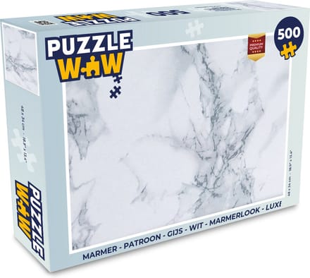 Puzzel Marmer - Patroon - Gijs - Wit - Marmerlook - Luxe - Legpuzzel - Puzzel 500 stukjes